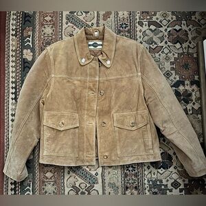 Vintage Tan Suede Structured Insulated Out Brooks Jacket